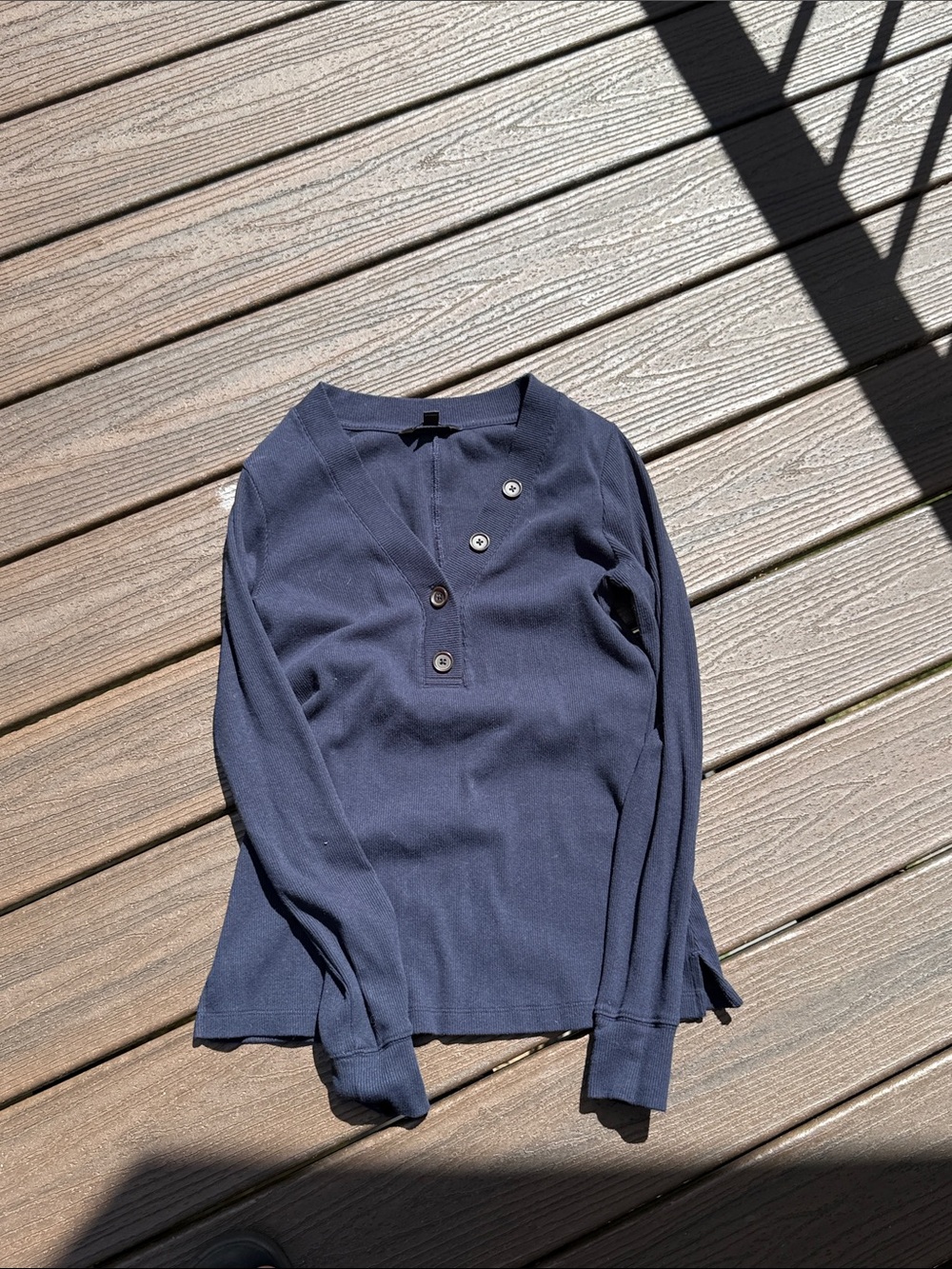 Banana Republic Navy Long-Sleeve Henley with Button Placket